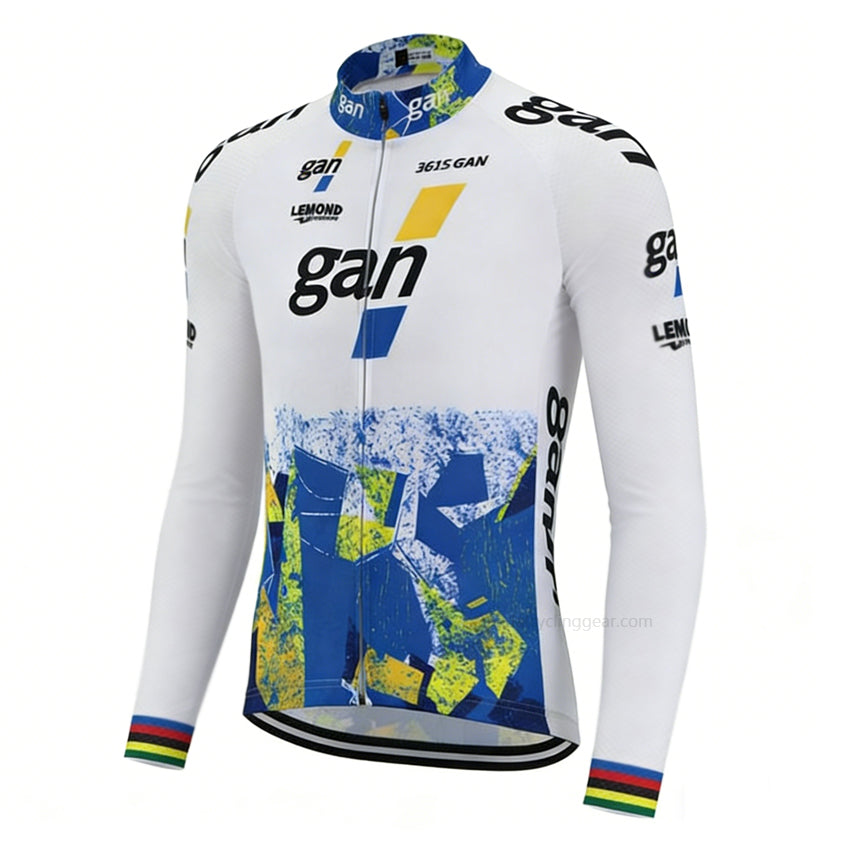 Gan World Champion Art Retro Long Sleeve Cycling Jersey front view