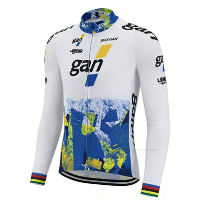 Gan World Champion Art Retro Long Sleeve Cycling Jersey front view