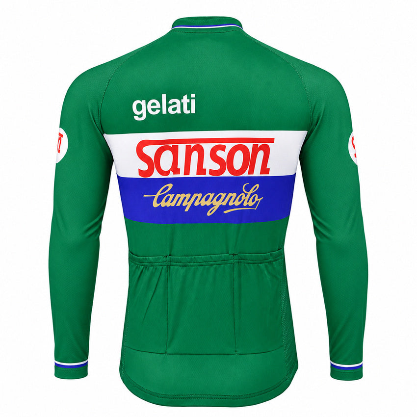 Gelati Sanson Retro Long Sleeve Cycling Jersey – Green back view