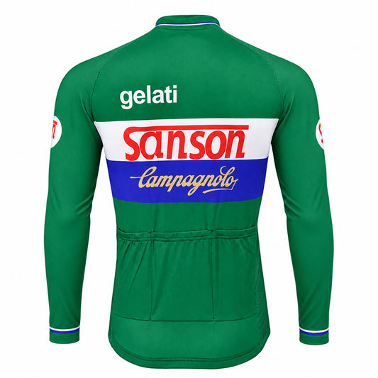 Gelati Sanson Retro Long Sleeve Cycling Jersey – Green back view
