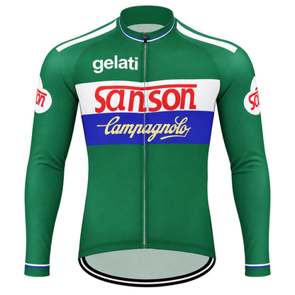 Gelati Sanson Retro Long Sleeve Cycling Jersey – Green front view