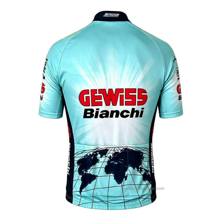 Gewiss Bianchi Celeste Retro Cycling Jersey Back