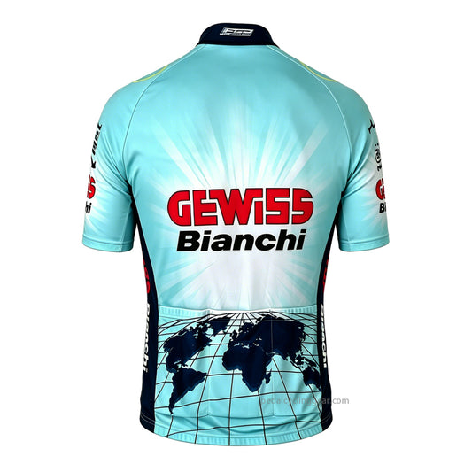 Gewiss Bianchi Celeste Retro Cycling Jersey Back