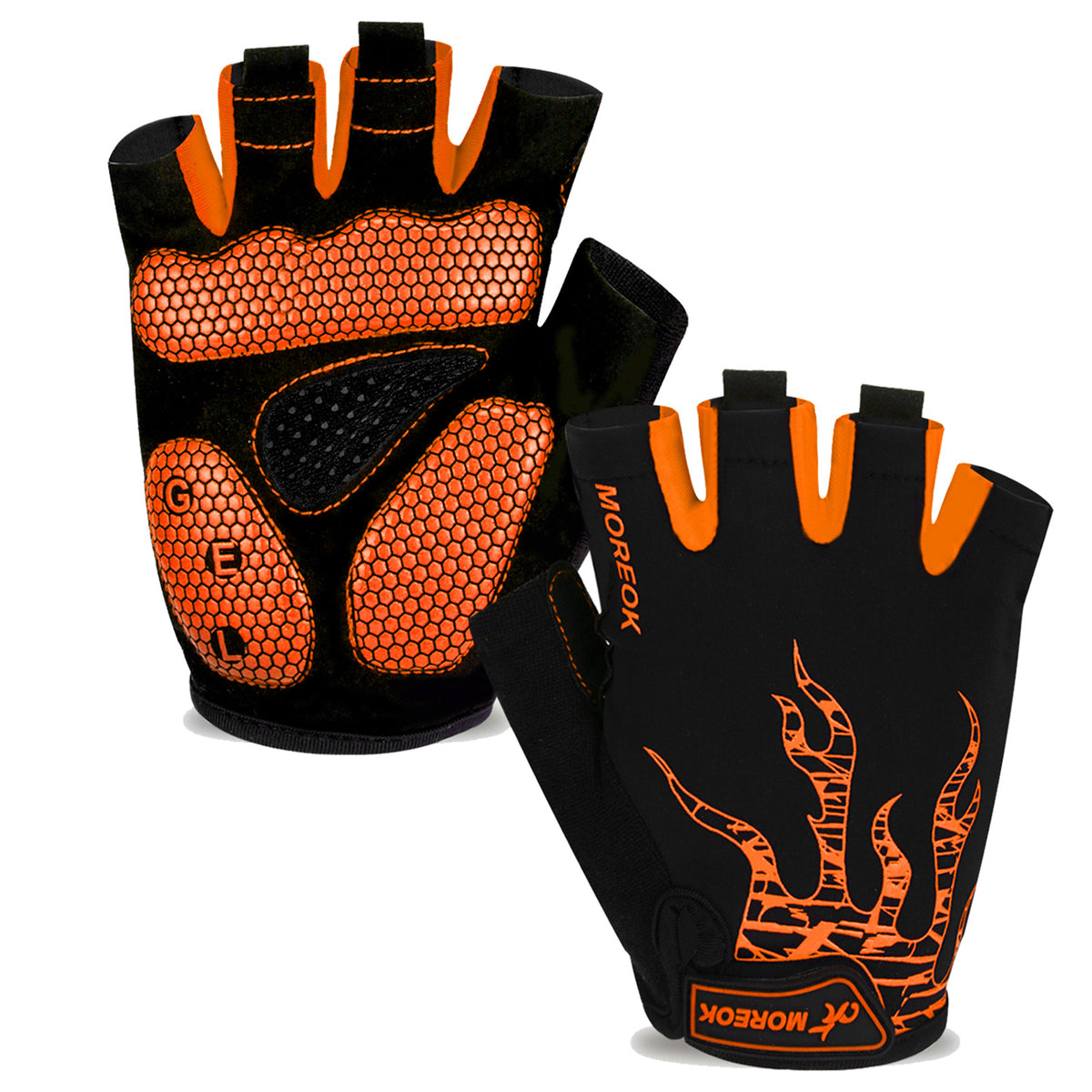 Graphic fingerless cycling gloves with padded palms