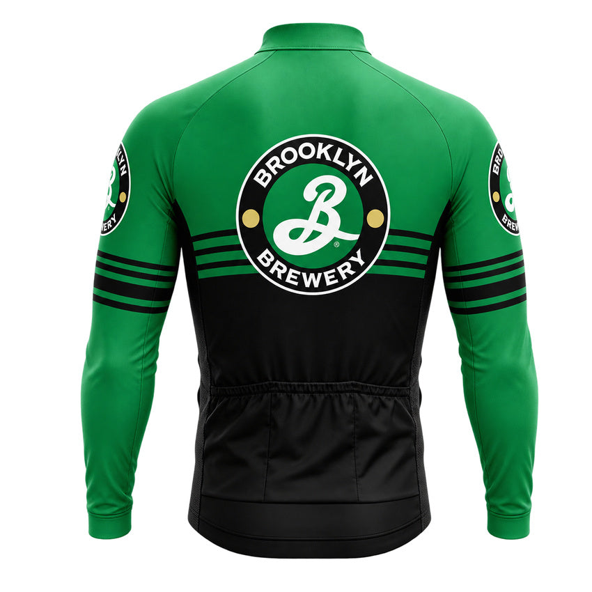 Green Brewery Long Sleeve Cycling Jersey – back view showing three rear pockets