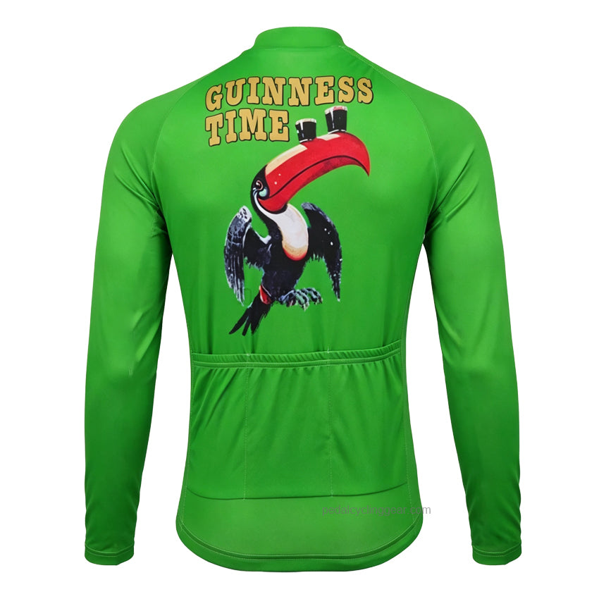 Guinness Time Retro Long Sleeve Cycling Jersey Back View