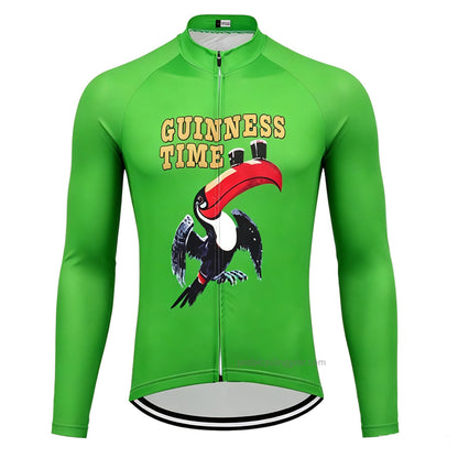 Guinness Time Retro Long Sleeve Cycling Jersey Front View
