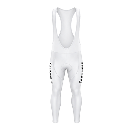 Guinness white long cycling bib shorts with black side logos
