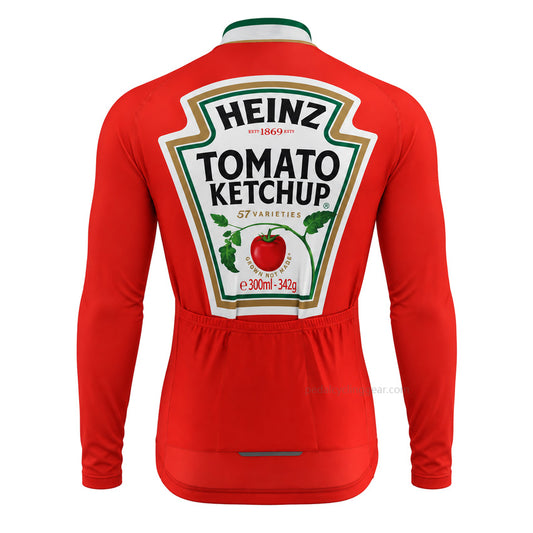 Heinz Tomato Ketchup Retro Long Sleeve Cycling Jersey – Red back view