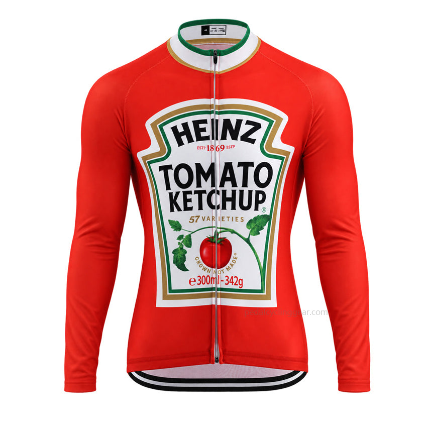 Heinz Tomato Ketchup Retro Long Sleeve Cycling Jersey – Red front view