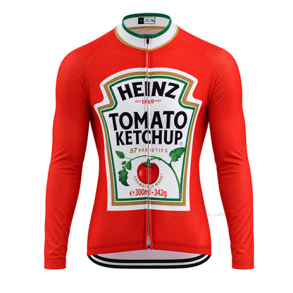 Heinz Tomato Ketchup Retro Long Sleeve Cycling Jersey – Red front view