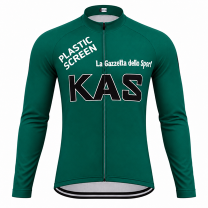 Team KAS Giro d'Italia Green Long Sleeve Cycling Jersey, front view