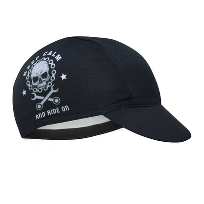 Keep Calm and Ride On Cycling Cap - Skull & Chain Bike Hat