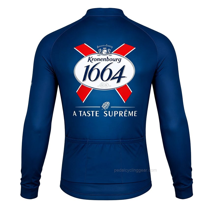 Kronenbourg 1664 A Taste Suprême Retro Long Sleeve Cycling Jersey Back View