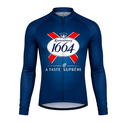 Kronenbourg 1664 A Taste Suprême Retro Long Sleeve Cycling Jersey Front View