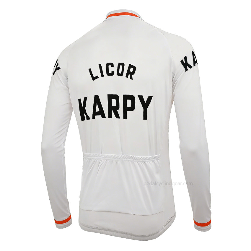 Licor Karpy Retro Long Sleeve Cycling Jersey back view with three rear pockets
