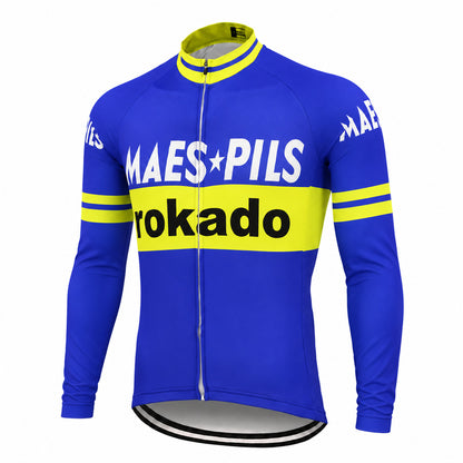 Maes Pils Rokado Retro Long Sleeve Cycling Jersey – Blue