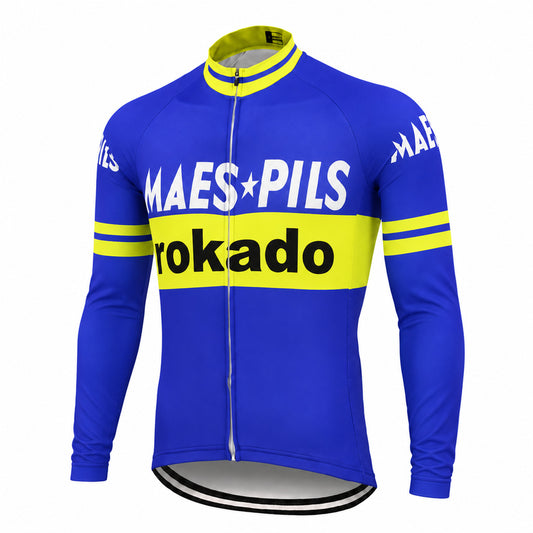 Maes Pils Rokado Retro Long Sleeve Cycling Jersey – Blue