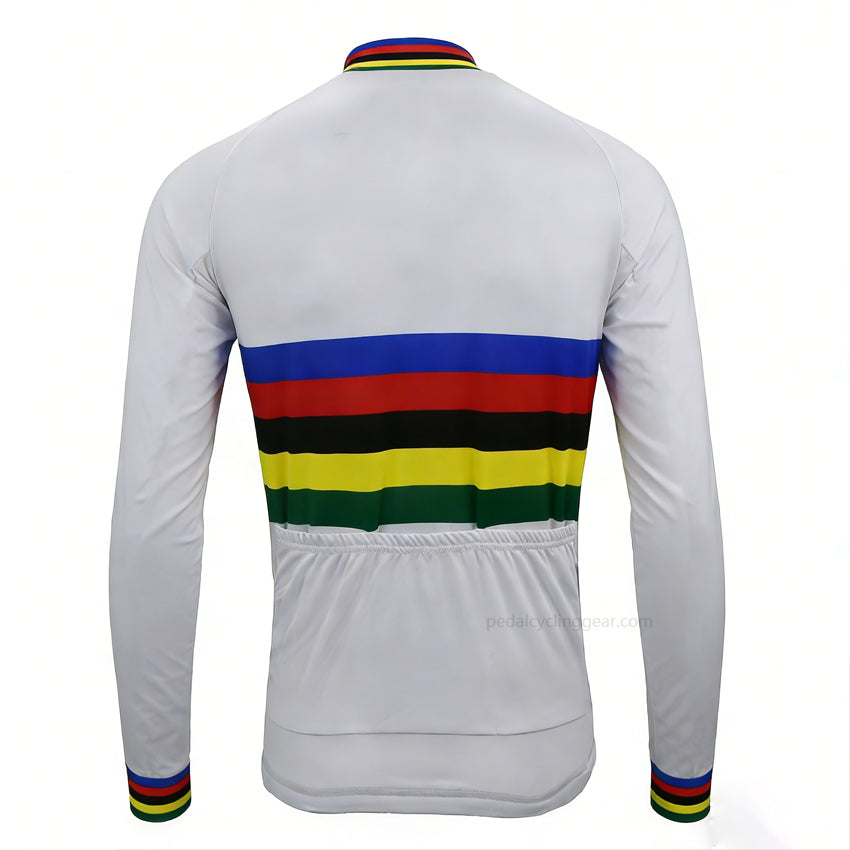 Mars Flandria World Champion Retro Long Sleeve Cycling Jersey back view with three rear pockets