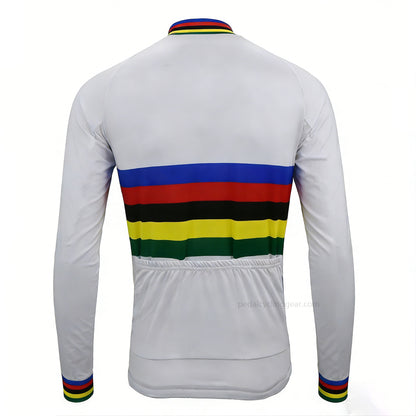 Mars Flandria World Champion Retro Long Sleeve Cycling Jersey back view with three rear pockets