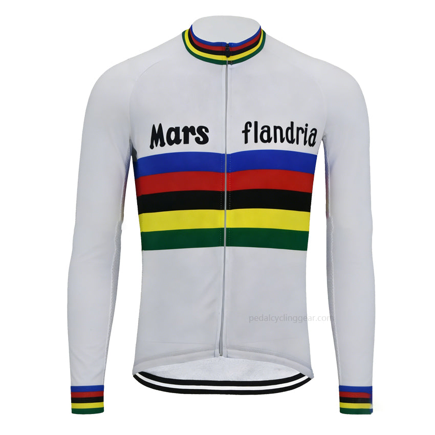 Mars Flandria World Champion Retro Long Sleeve Cycling Jersey front view