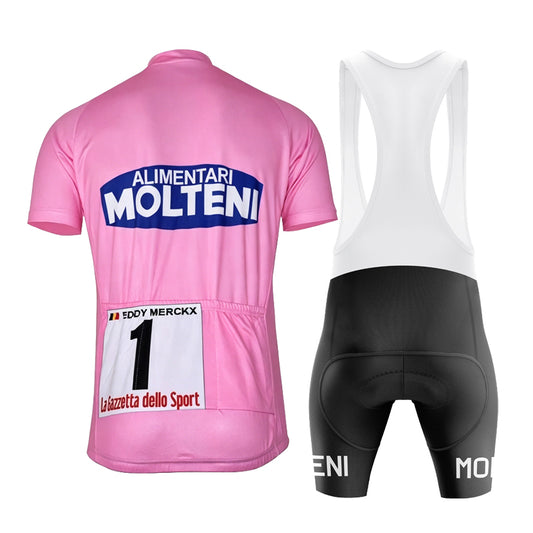 Men's Molteni Giro d'Italia Retro Cycling Kit — Eddy Merckx jersey with white bib shorts