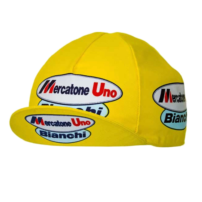 Retro Mercatone Uno Bianchi Yellow Cycling Cap