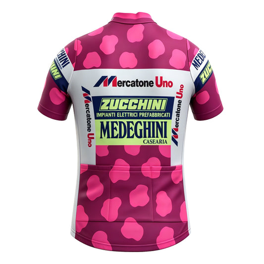 Mercatone Uno Medeghini Retro Pink Cycling Jersey — Marco Pantani