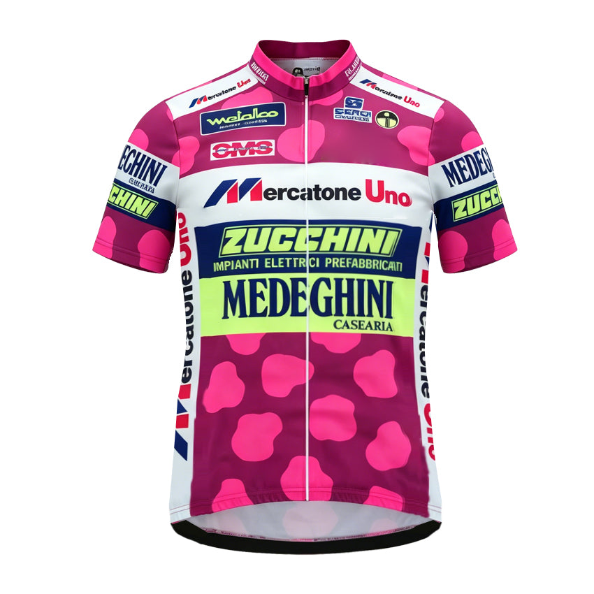 Mercatone Uno Medeghini Retro Pink Dot Cycling Jersey — Marco Pantani