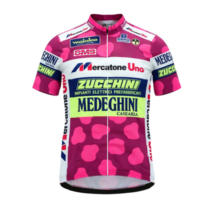 Mercatone Uno Medeghini Retro Pink Dot Cycling Jersey — Marco Pantani