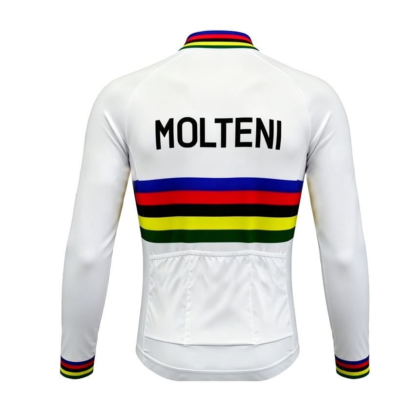Molteni Rainbow Stripe Retro Long Sleeve Cycling Jersey, back view