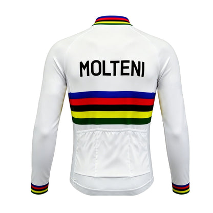 Molteni Rainbow Stripe Retro Long Sleeve Cycling Jersey, back view