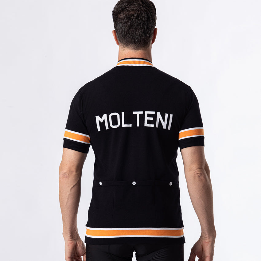 Molteni retro wool cycling jersey back view