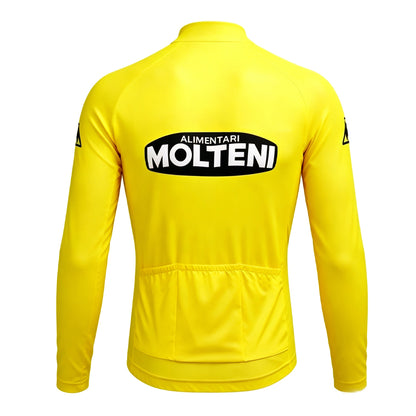 Molteni Yellow Retro Long Sleeve Cycling Jersey, back view