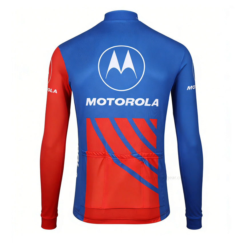 Motorola Retro Long Sleeve Cycling Jersey back view with three rear pockets