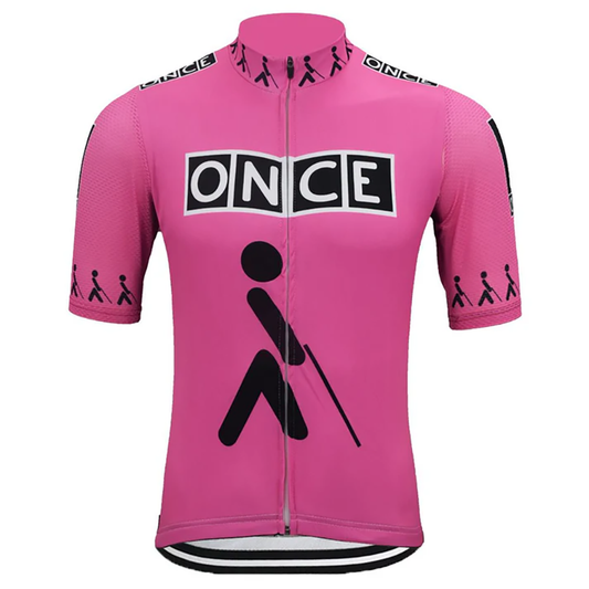 once retro pink cycling jersey