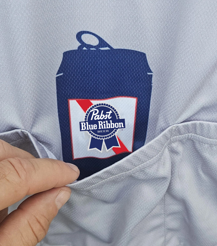 Pabst Blue Ribbon Beer Grey Short Sleeve Cycling Jersey