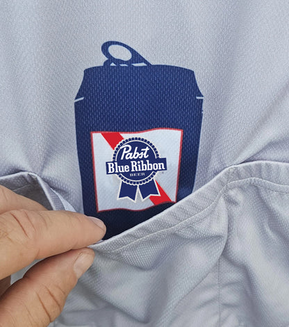 Pabst Blue Ribbon Beer Grey Short Sleeve Cycling Jersey