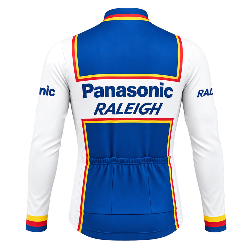 Panasonic Raleigh Retro Long Sleeve Cycling Jersey – White Blue back view