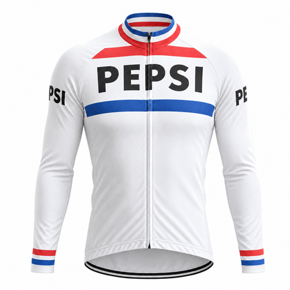 Pepsi Retro Long Sleeve Cycling Jersey – White front view