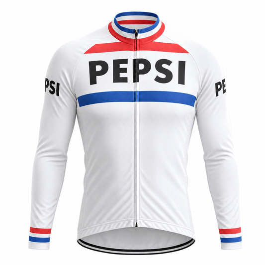 Pepsi Retro Long Sleeve Cycling Jersey – White front view