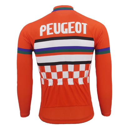 Peugeot Long Sleeve Retro Cycling Jersey - Orange Vintage Edition Back