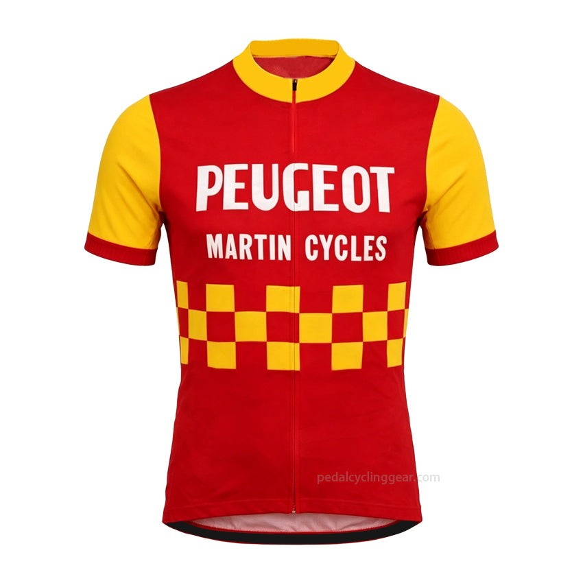 Retro Peugeot Martin Cycles Red & Yellow Cycling Jersey