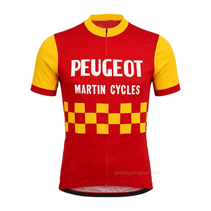 Retro Peugeot Martin Cycles Red & Yellow Cycling Jersey
