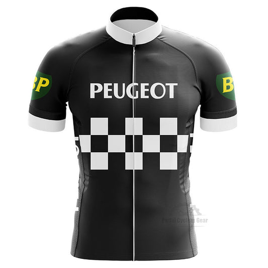 peugeot vintage black cycling Jersey