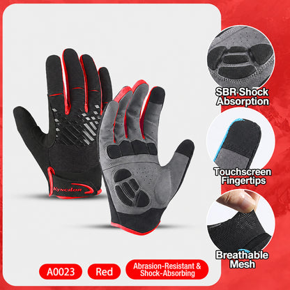 Red and black touchscreen cycling gloves with padded palm