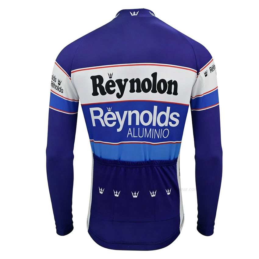 Reynolds Aluminio Retro Long Sleeve Cycling Jersey back view with three rear pockets
