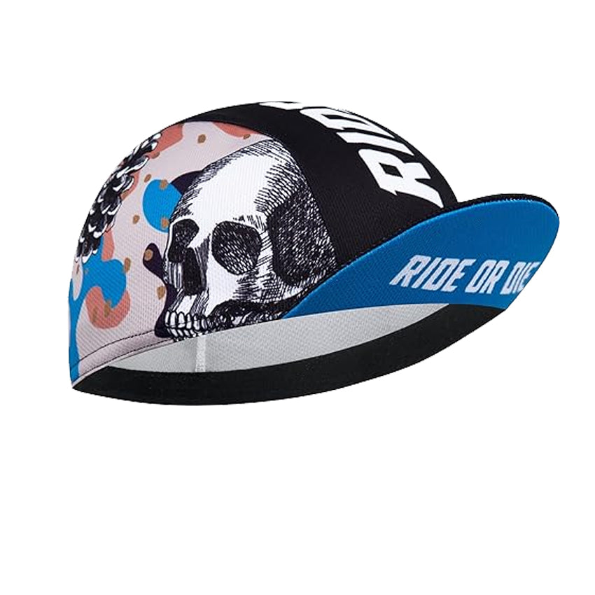 Ride or Die Cycling Cap – Skull & Pinecone Pattern Bike Hat
