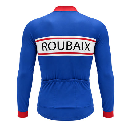 Roubaix Retro Long Sleeve Cycling Jersey – Blue back view