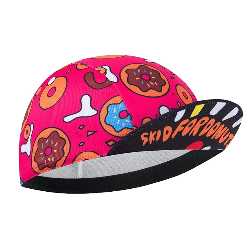 Skid for Donuts Cycling Cap — Pink Cartoon Bike Hat